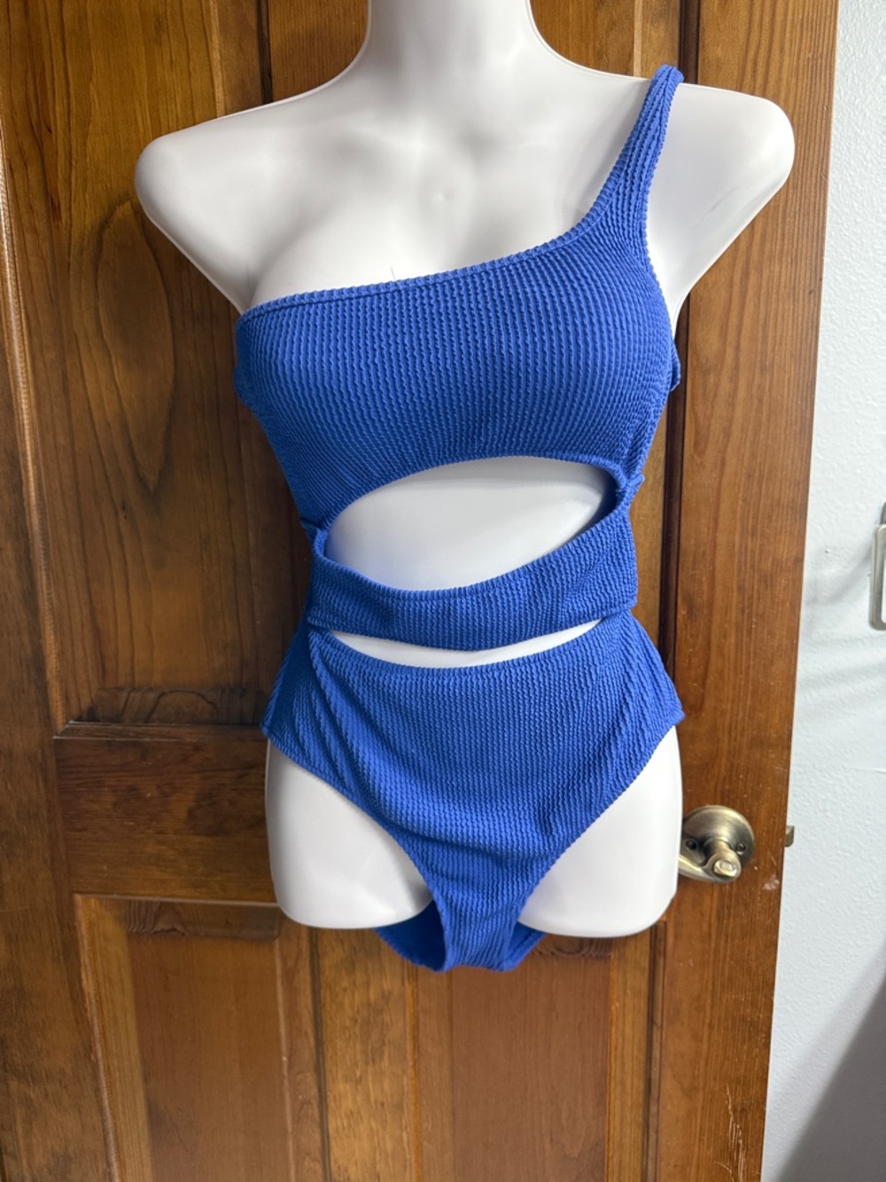aerie Blue One-Shoulder Cutout One-Piece Swimsuit